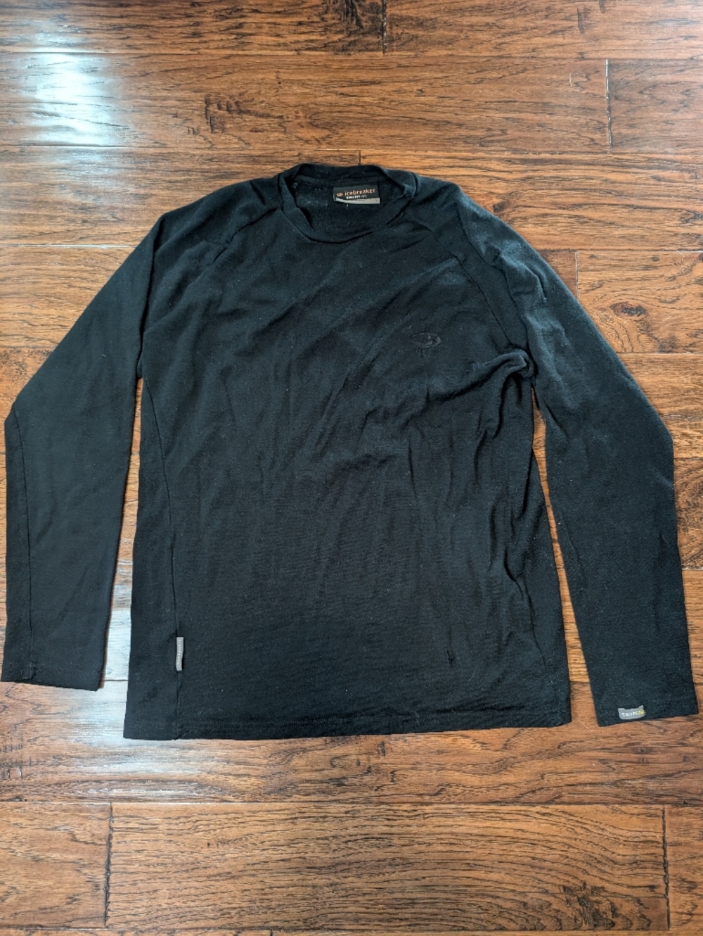 Icebreaker Bodyfit 260 Merino Wool Long Sleeve Black Shirt Men's Size Large